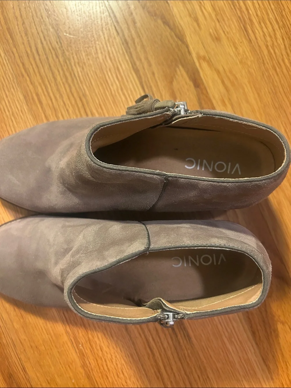 Vionic Suede Ankle Boots with Side Zip